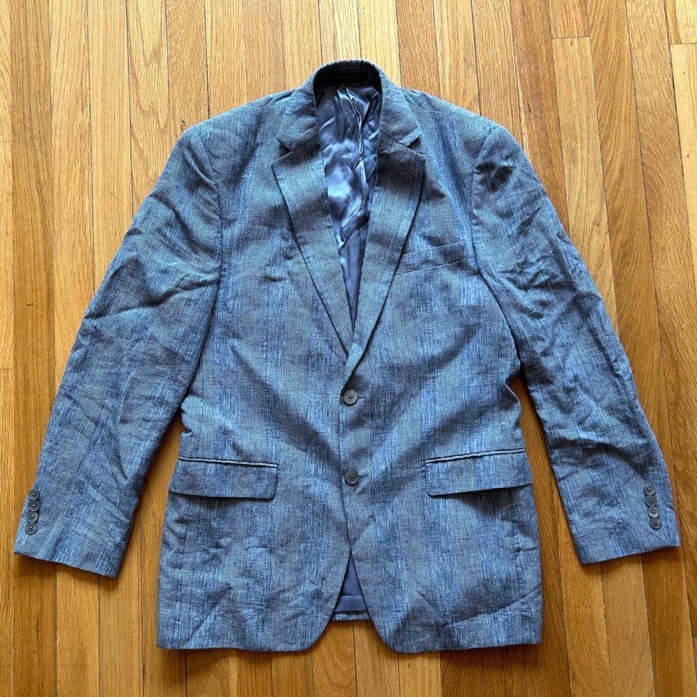 Lauren Ralph Lauren Gray Plaid Linen Blazer - 38R